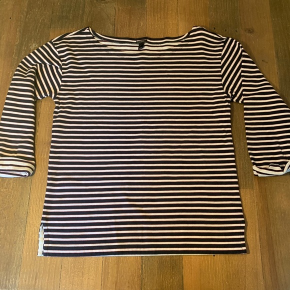 J. Crew Tops - J.Crew Red White and Navy Stripe Top Size Small